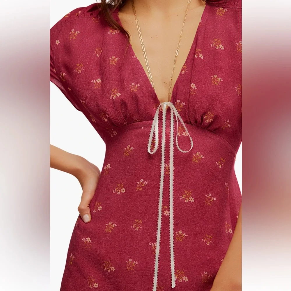 NWT Free People “Everyone’s Favorite Mini Dress” in Red, size Small - Picture 4 of 9